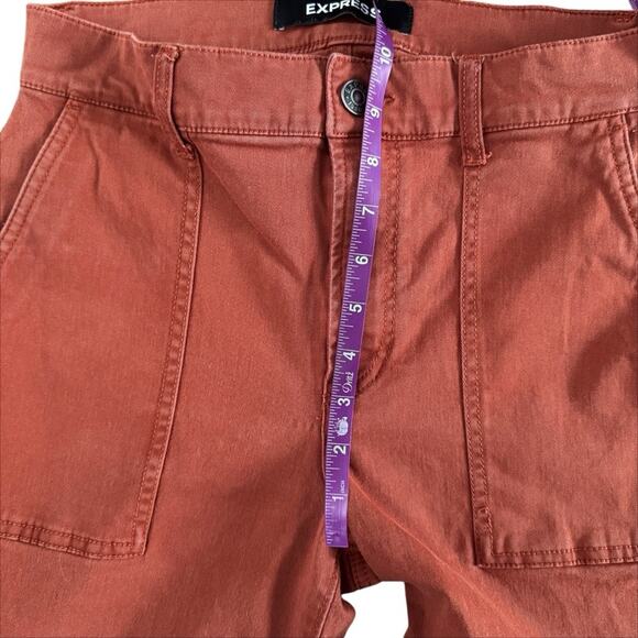 Express Cropped Straight High Rise Jeans‎ Women's Sz 4 Orange Rust Tapered Retro - Picture 7 of 14